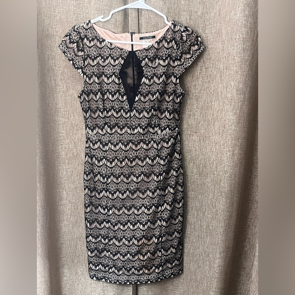 Nikibiki Black and Pink Lace Mini Dress